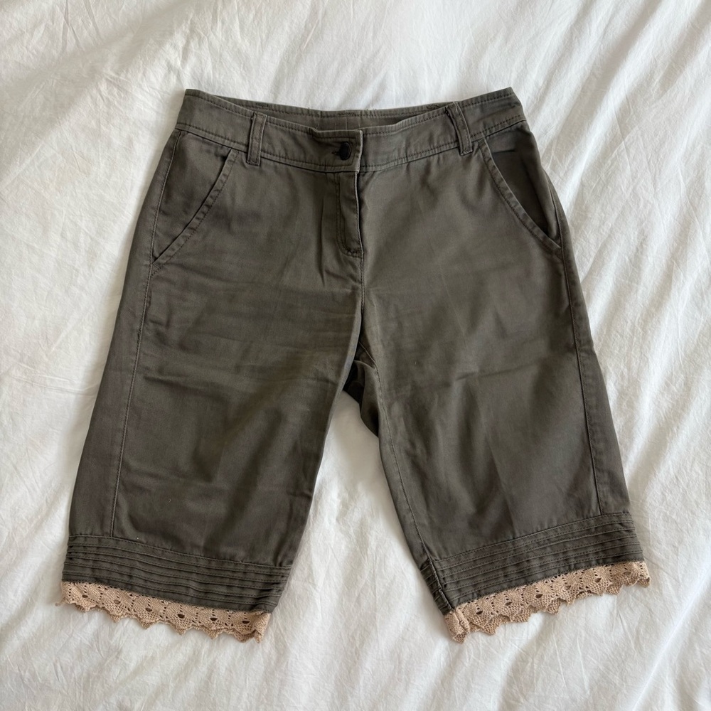 Valentino Bermuda Shorts w/ Lace Trim
